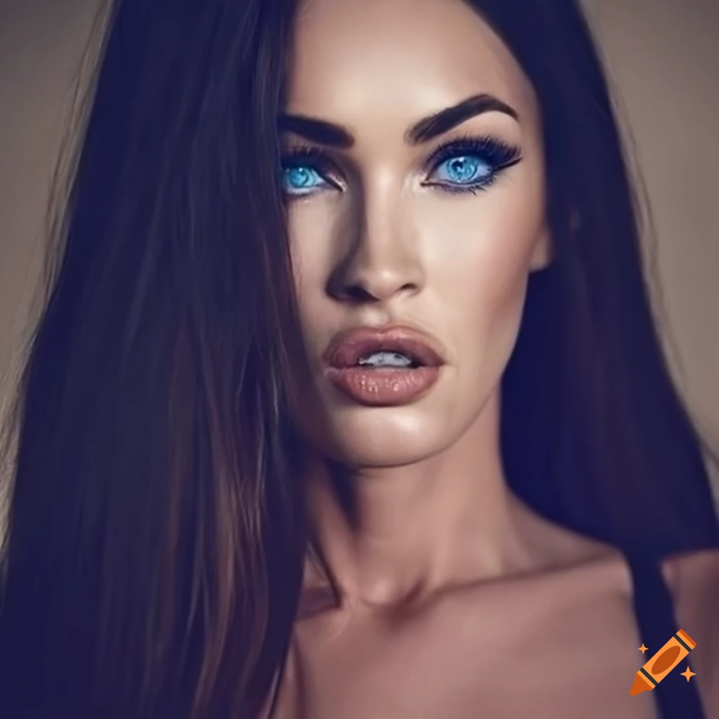 Portrait of megan fox with striking blue eyes on Craiyon