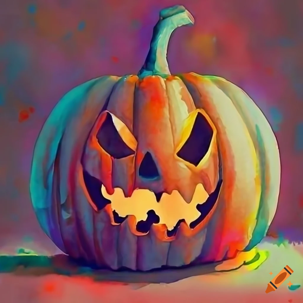 stunning Halloween artwork of a jack o lantern model