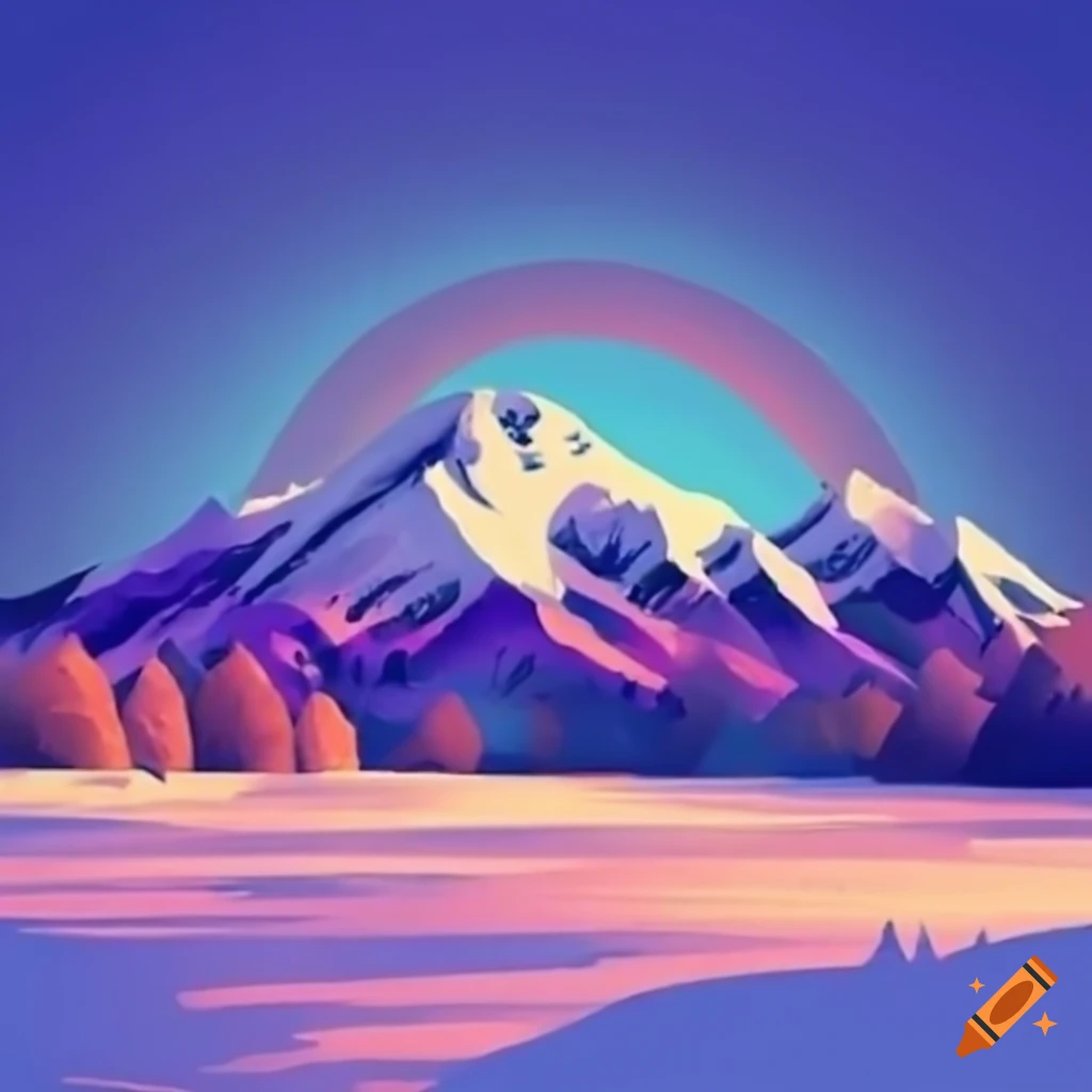 Stunning winter landscape with snowy mountains on Craiyon