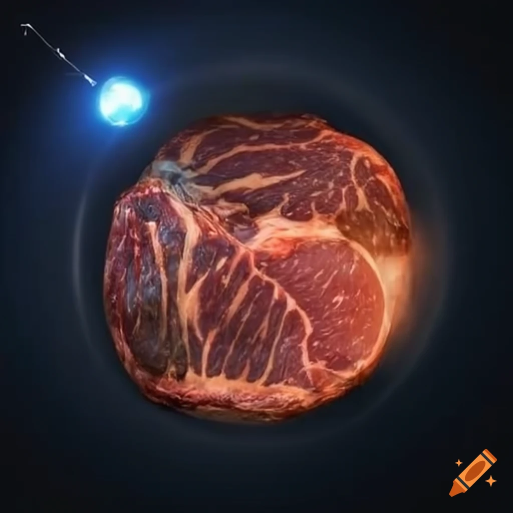 image of a steak shaped like a solar system