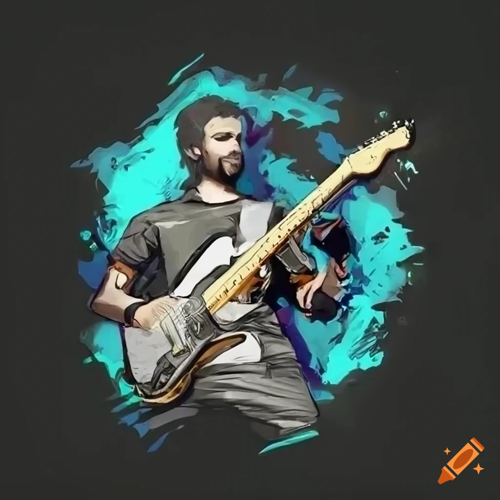 Jazz Record Design With Man Playing A Stratocaster On Craiyon