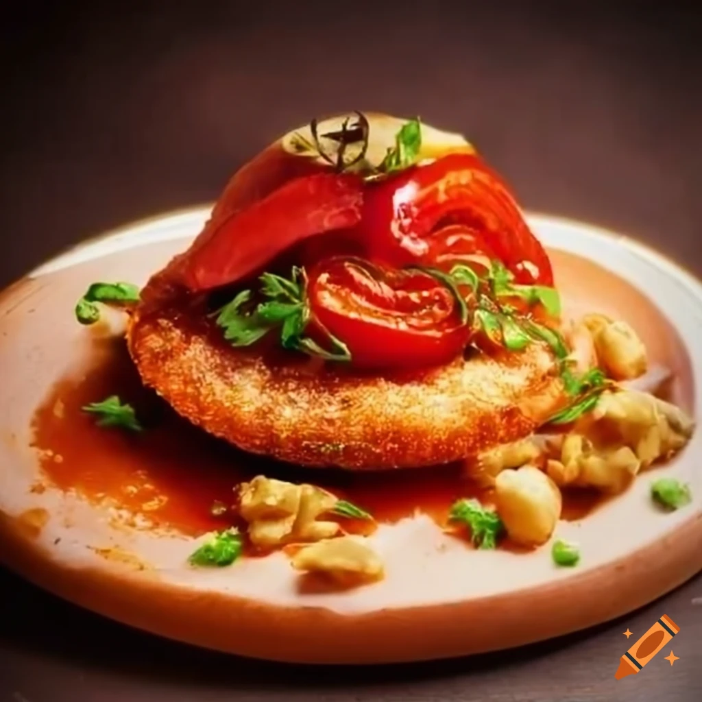 delicious fried tomatoes on a decorated dish