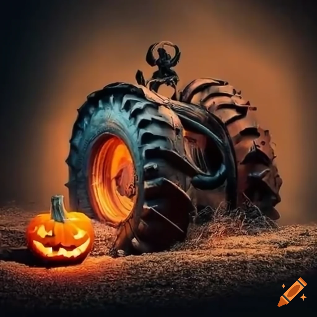 Spooky tractor tire jackolantern on Craiyon