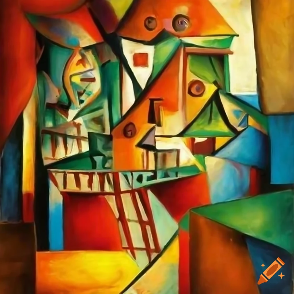 cubist painting of an epic treehouse
