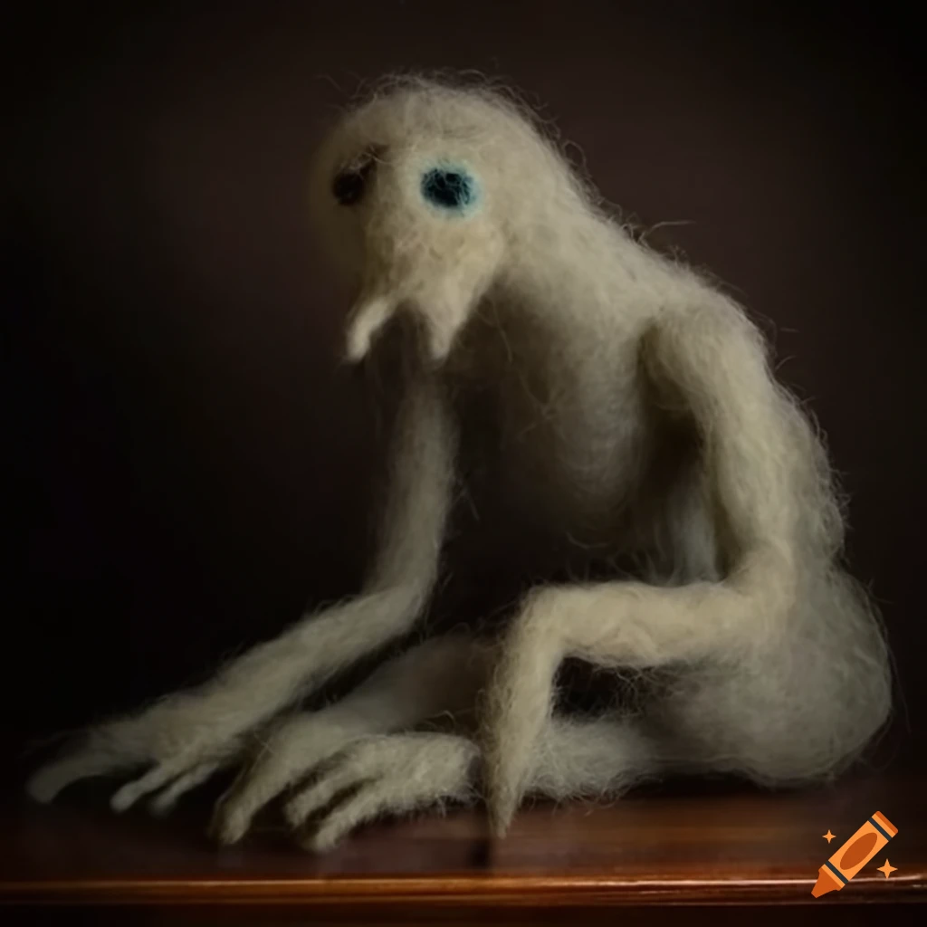 felted wool swamp creature