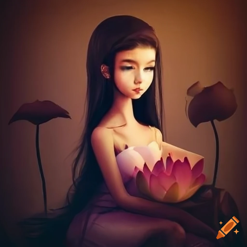 girl meditating on a lotus flower