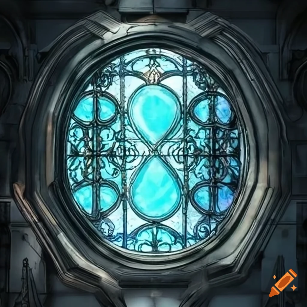 Futuristic glass artwork with intricate framing on Craiyon