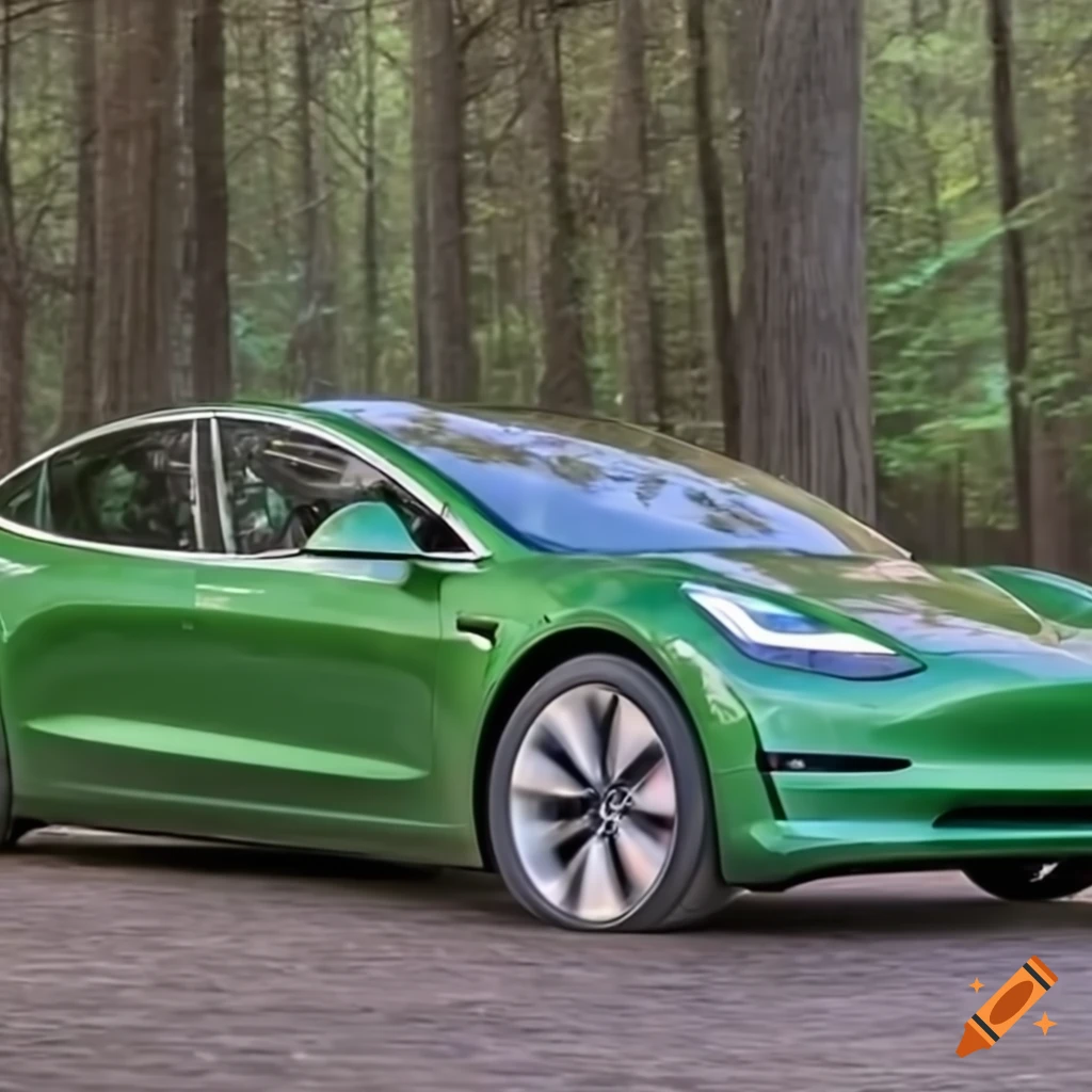 Green Tesla Model 3 On Craiyon