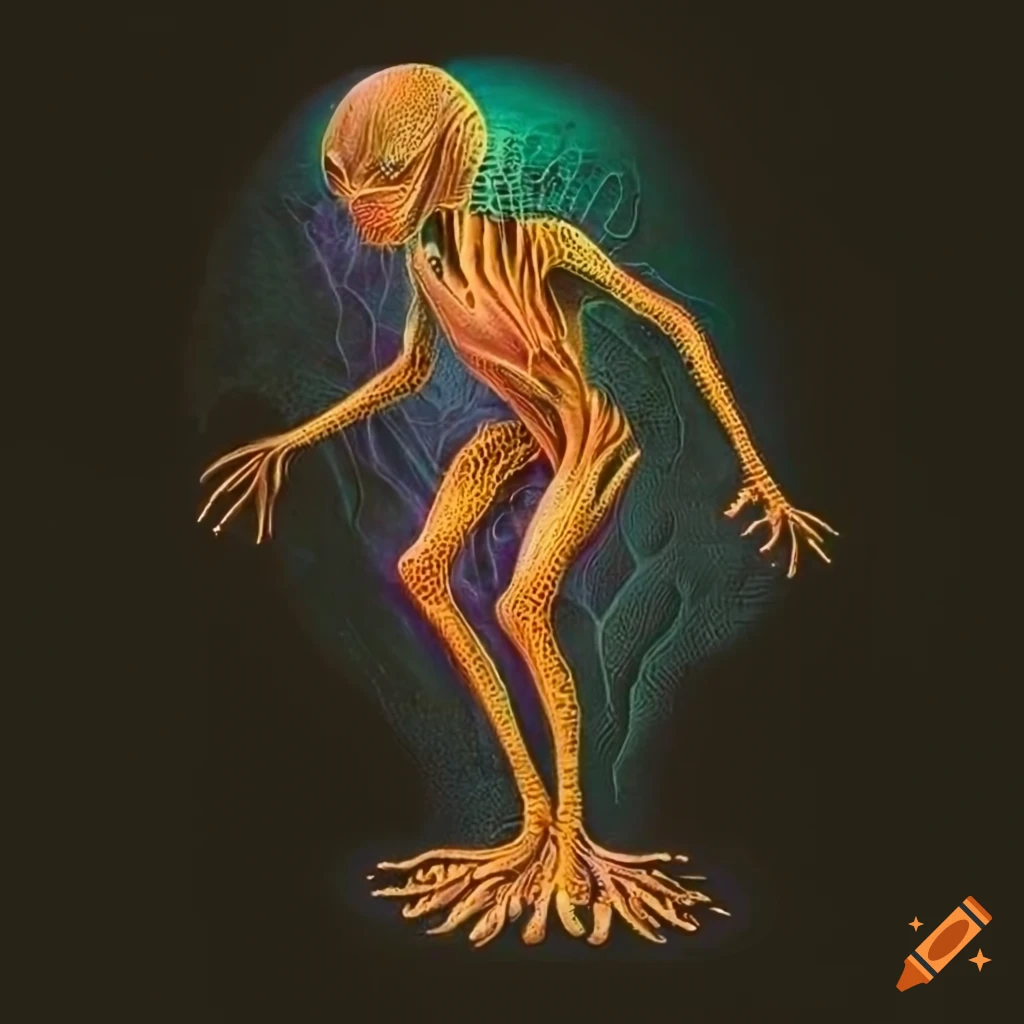 retro alien anatomy illustration by Haeckel