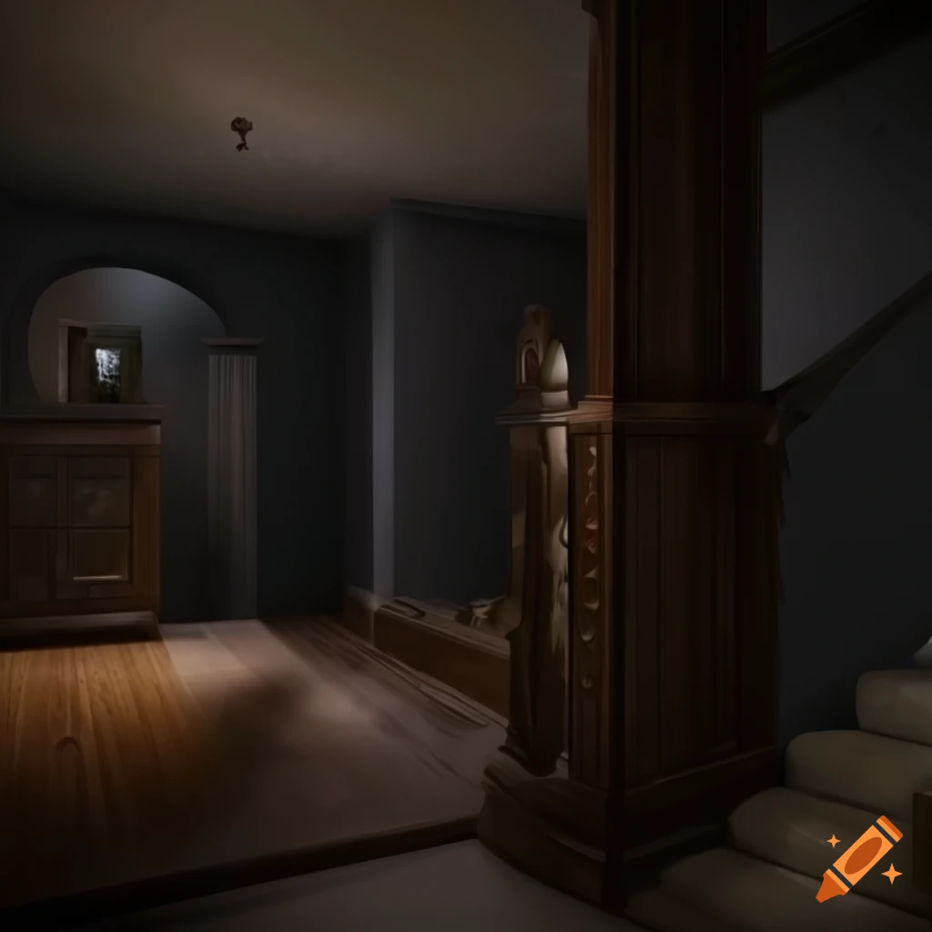 Artstation style living room with staircase