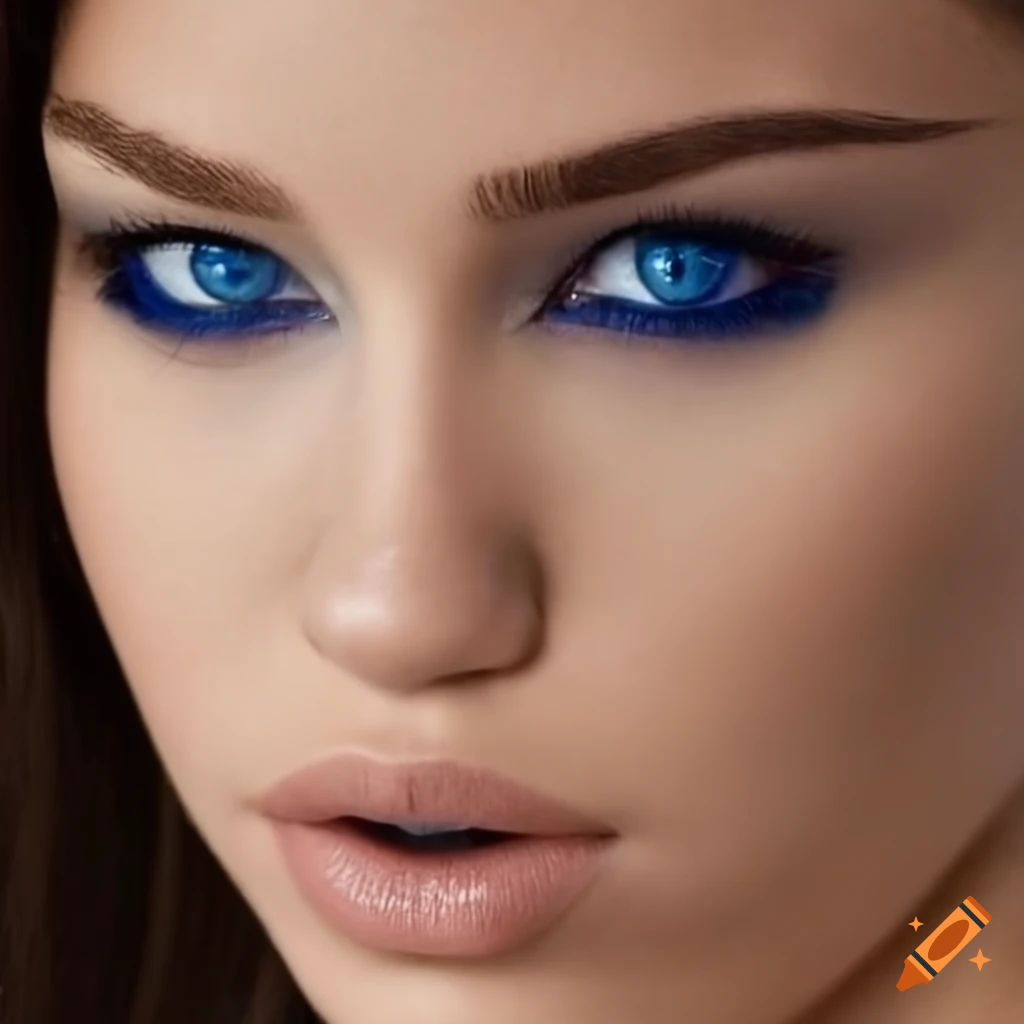 portrait of a beautiful woman with blue eyes and dark hair