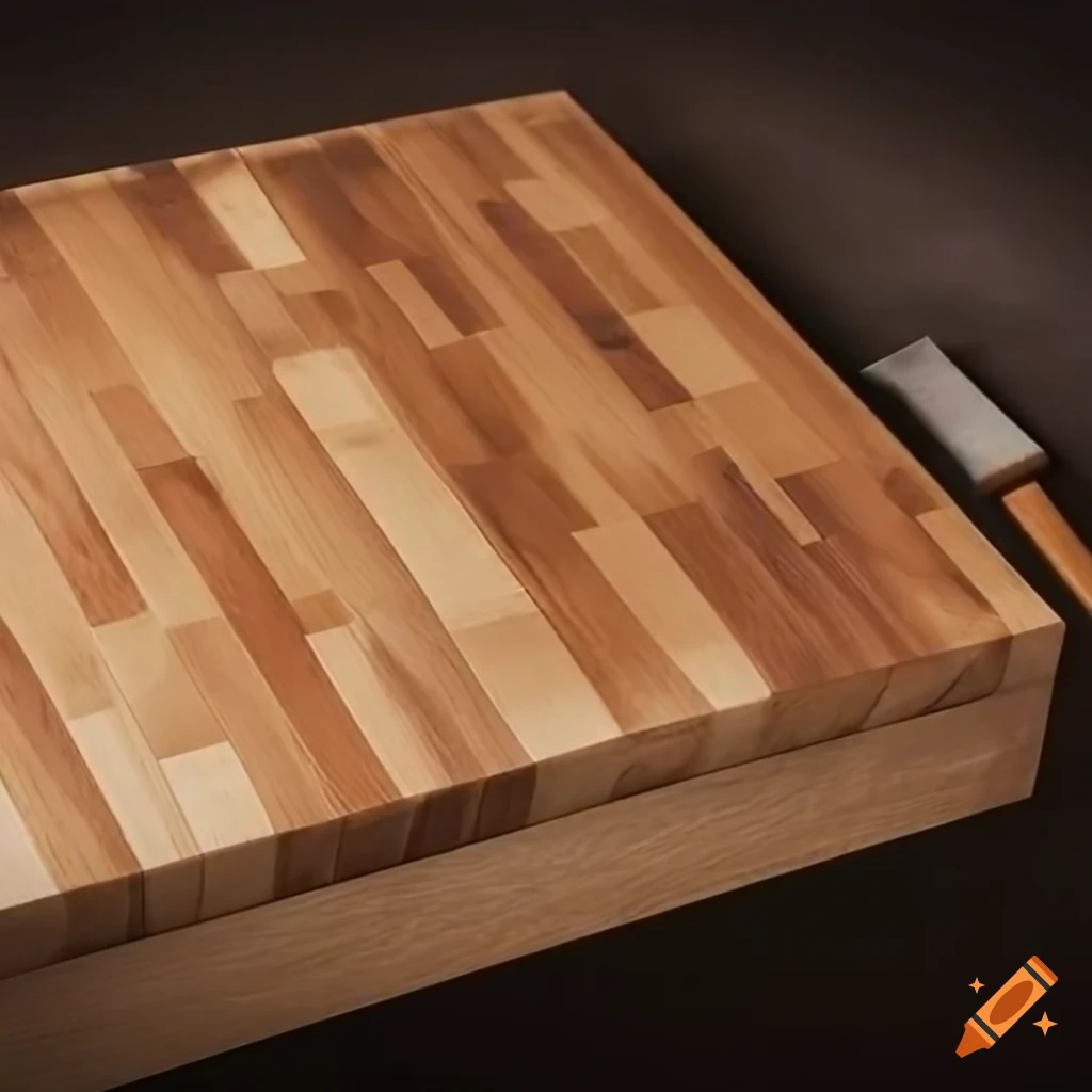 photorealistic image of a butcher block