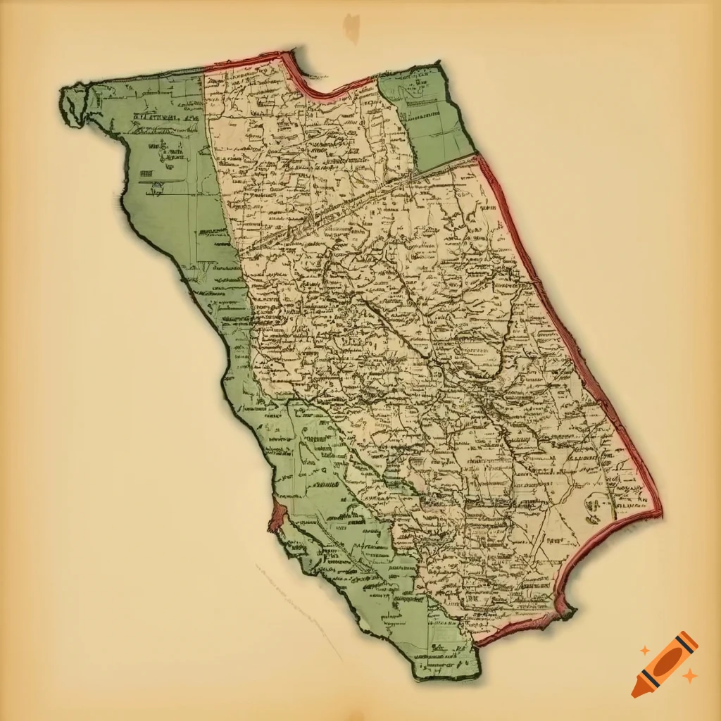 Old map showing connection between new york, ohio, and california on