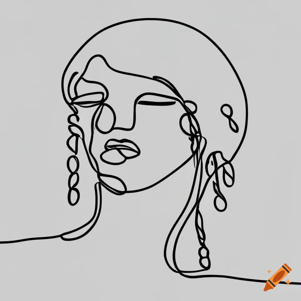 Bauhaus style continuous line drawing of a crying person