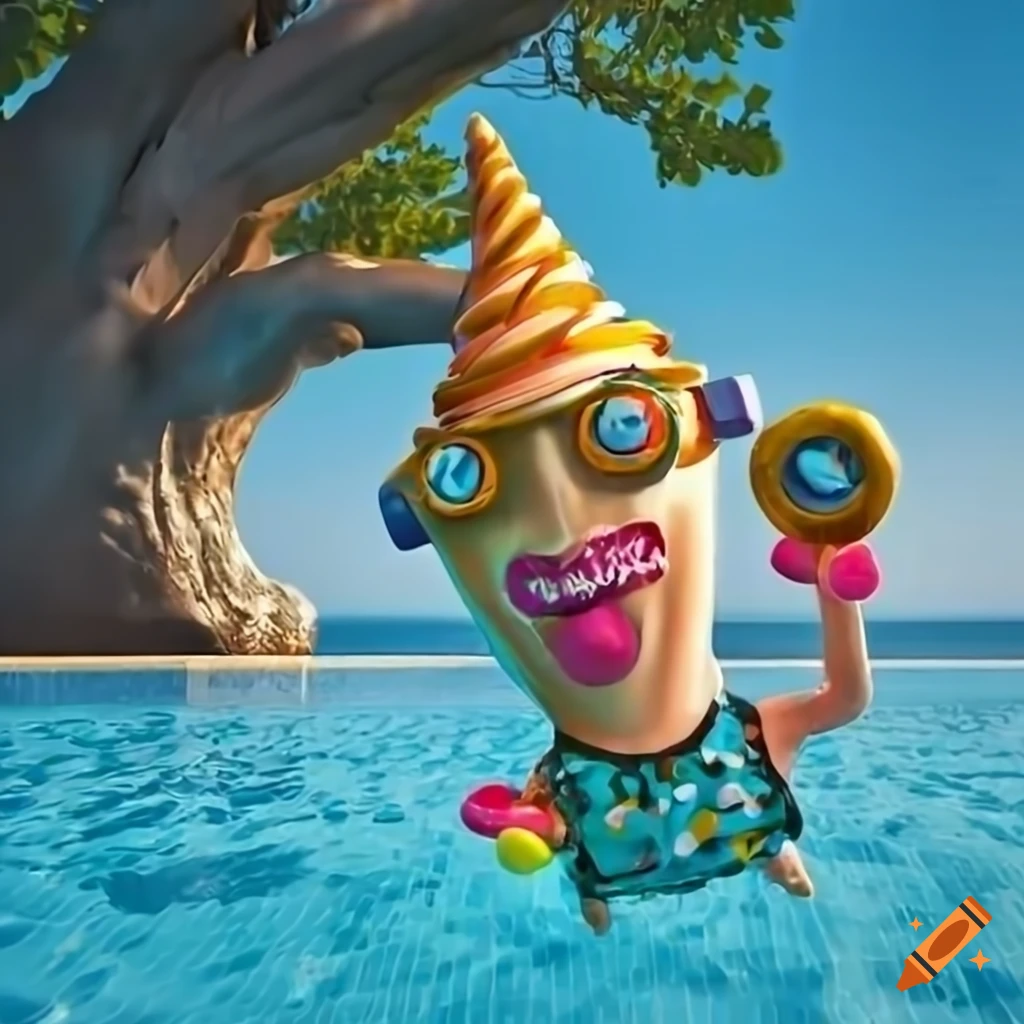Heavy metal dairy queen soft serve in a swimming pool