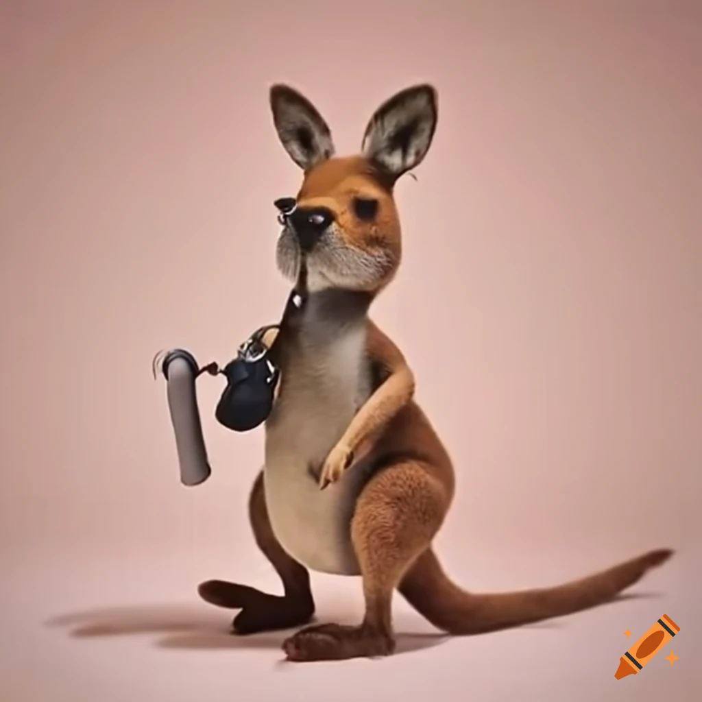 funny kangaroo playing a dog whistle