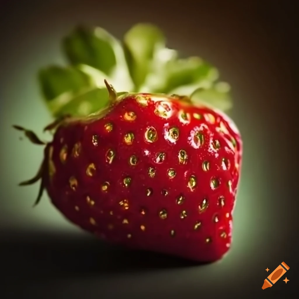 Golden Lighting On A Strawberry In Greece