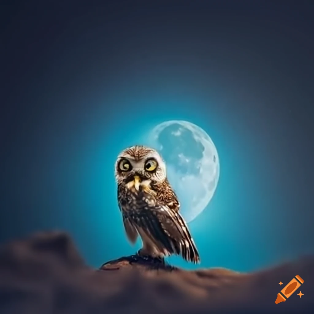 Owl perched on a moon on craiyon