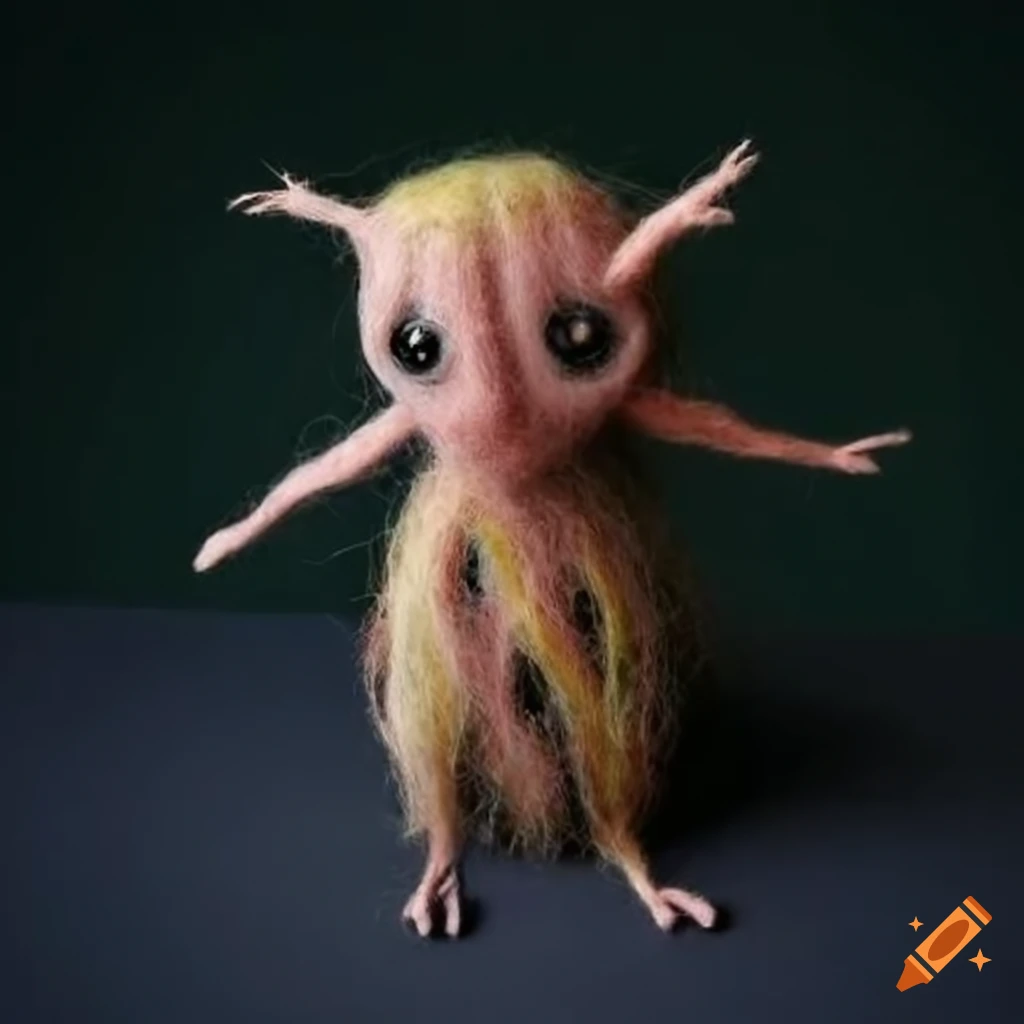 strange felted wool creature artwork