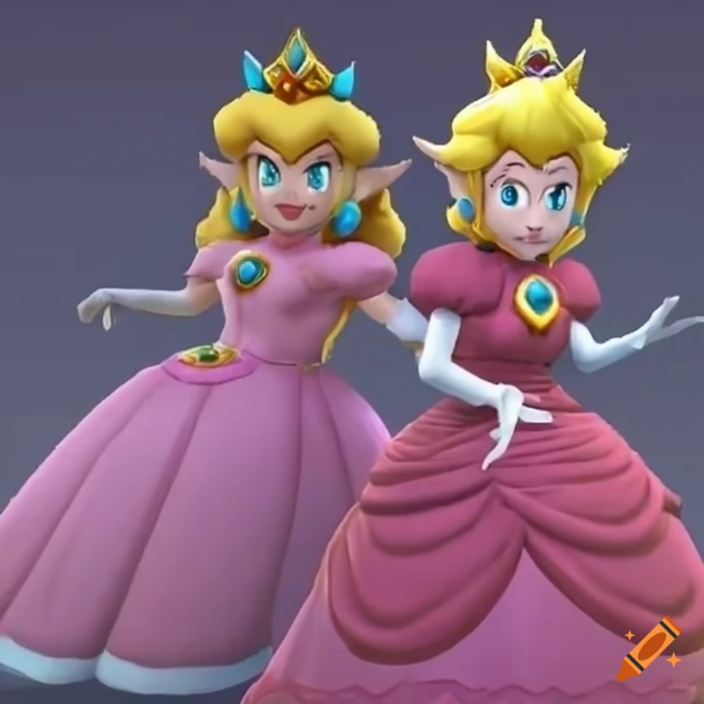 cosplay of Princess Peach and Link in a ballroom