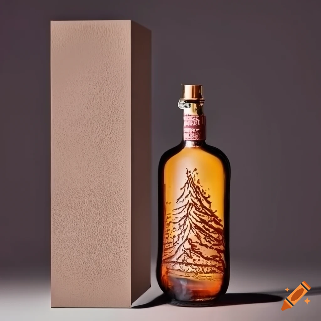 gin bottle with embossed redwood tree design