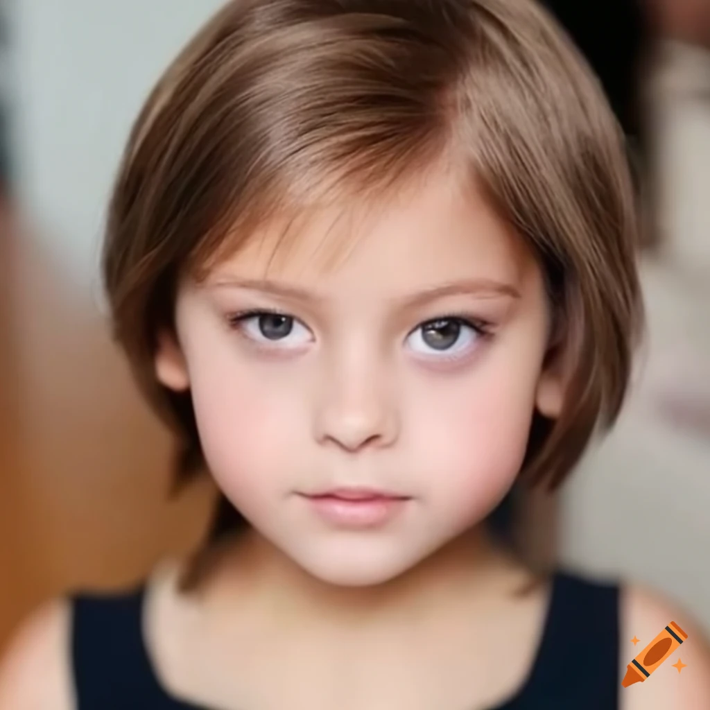 Portrait of a cute young girl with short brown hair