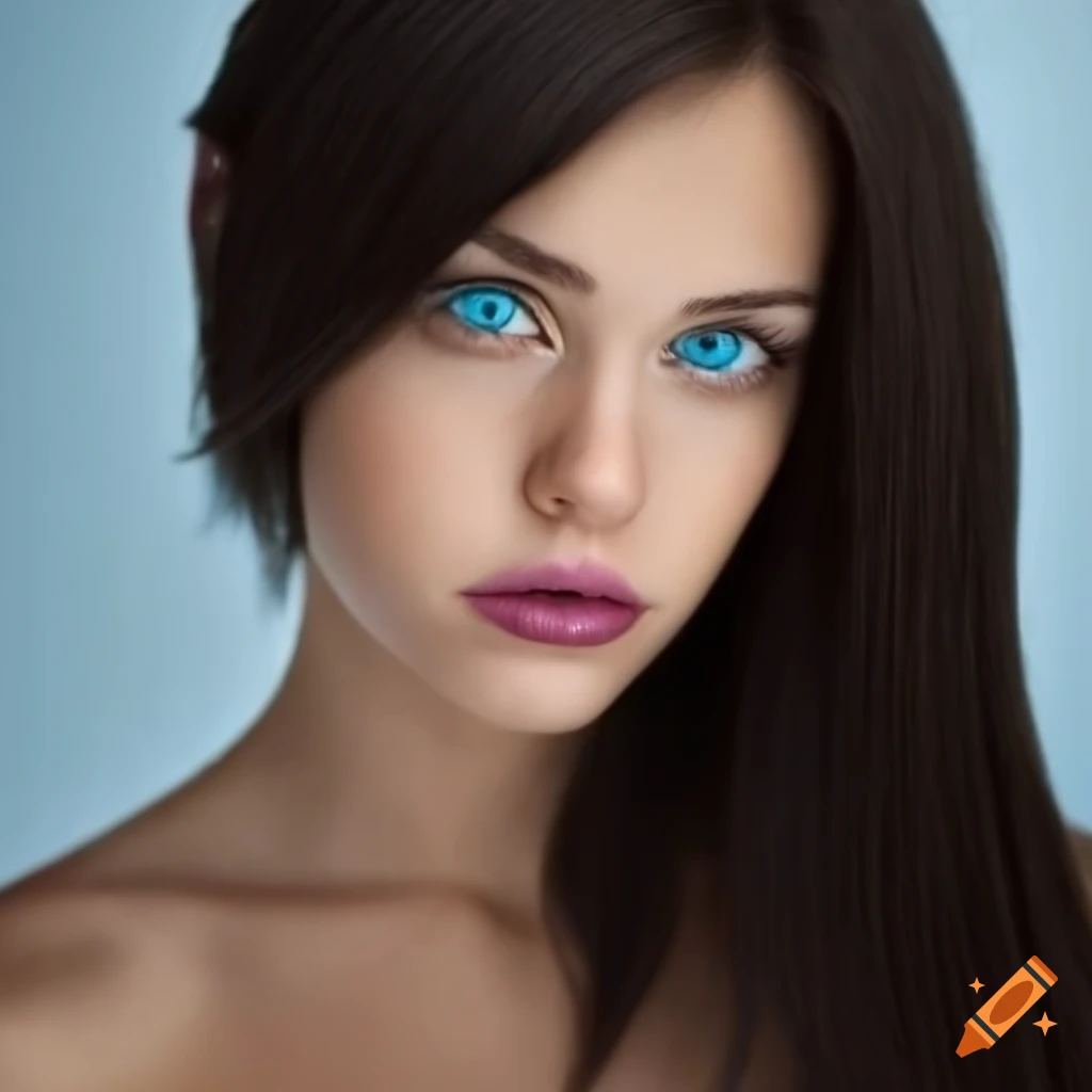 Beautiful Portrait Of A Woman With Blue Eyes And Dark Hair 1263