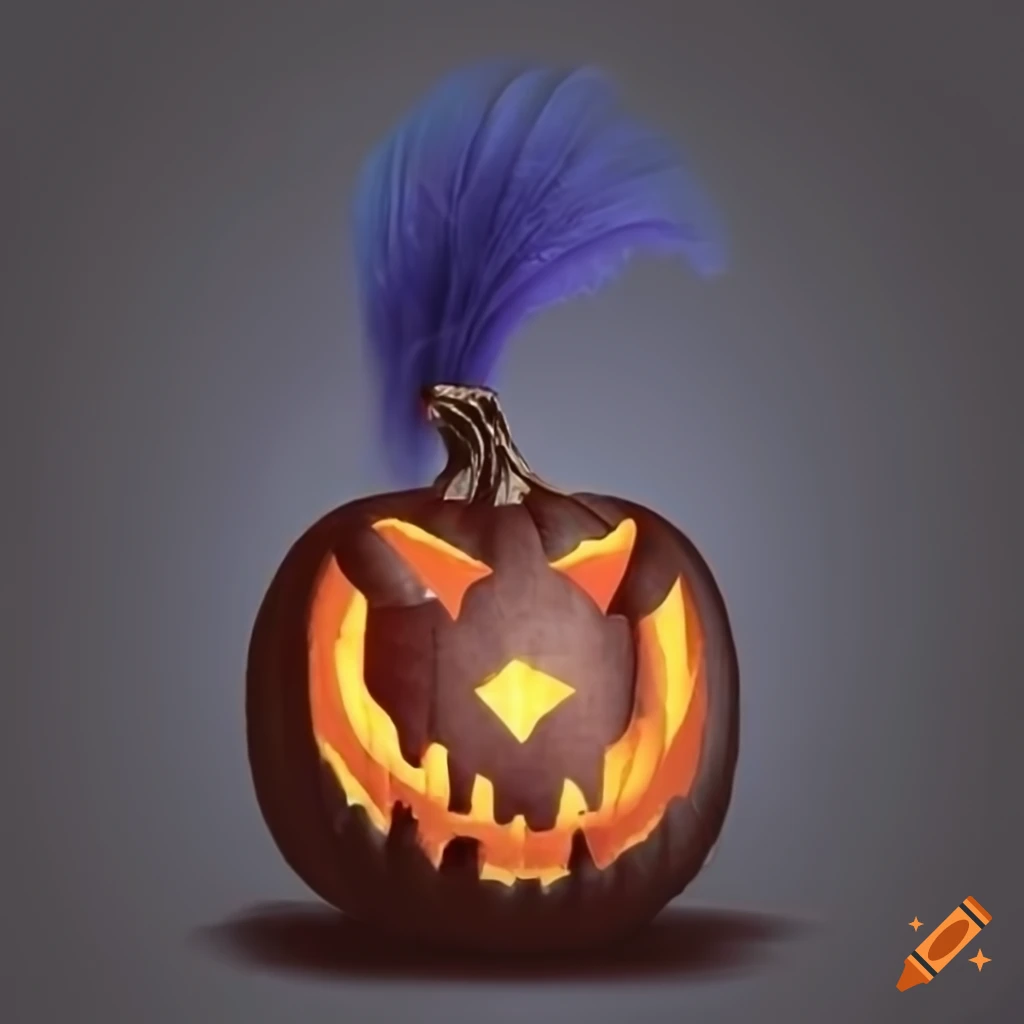 punk rock Halloween pumpkin with a mohawk