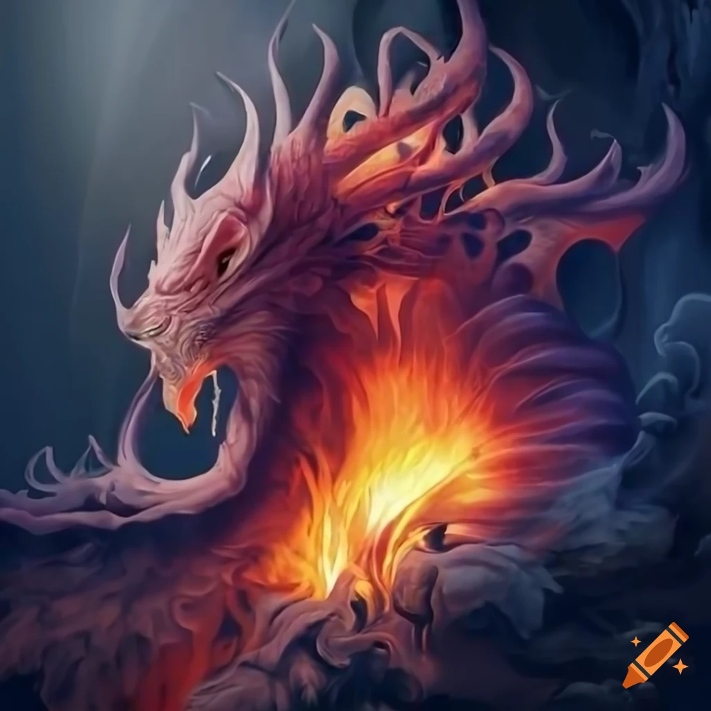 illustration-of-a-mythical-creature-rising-from-flames-on-craiyon