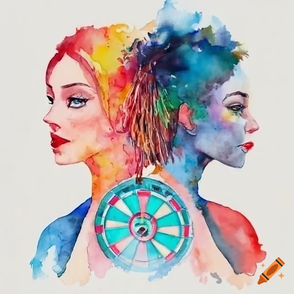 two women playing darts