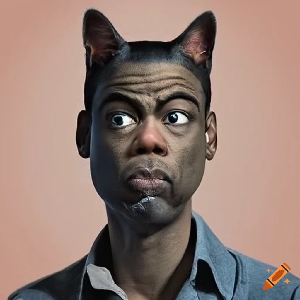 A humorous image of chris rock depicted as a cat on Craiyon