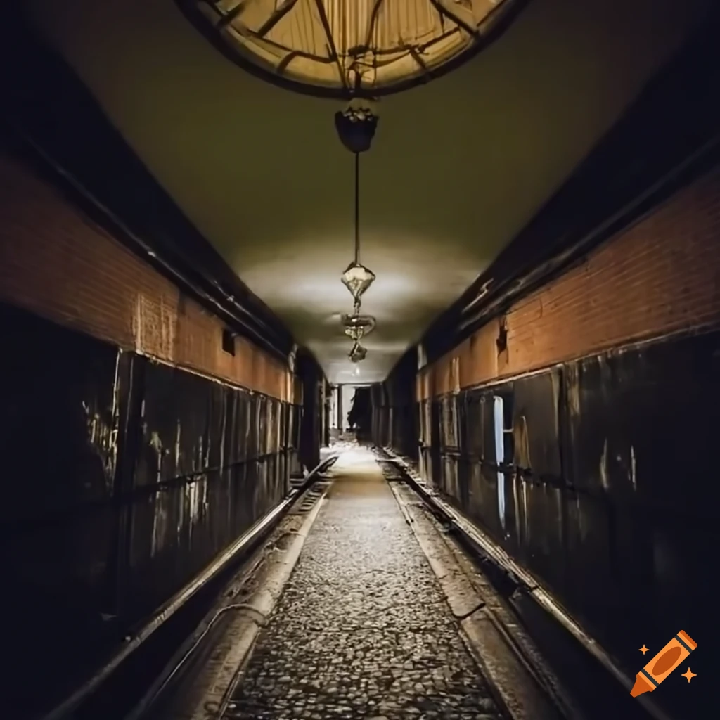 Gritty hallway of an abandoned train station in london on Craiyon