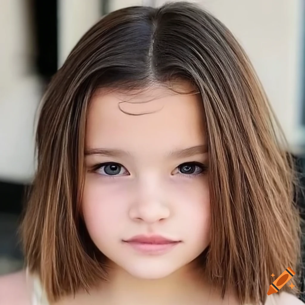 Portrait of a cute young girl with short brown hair