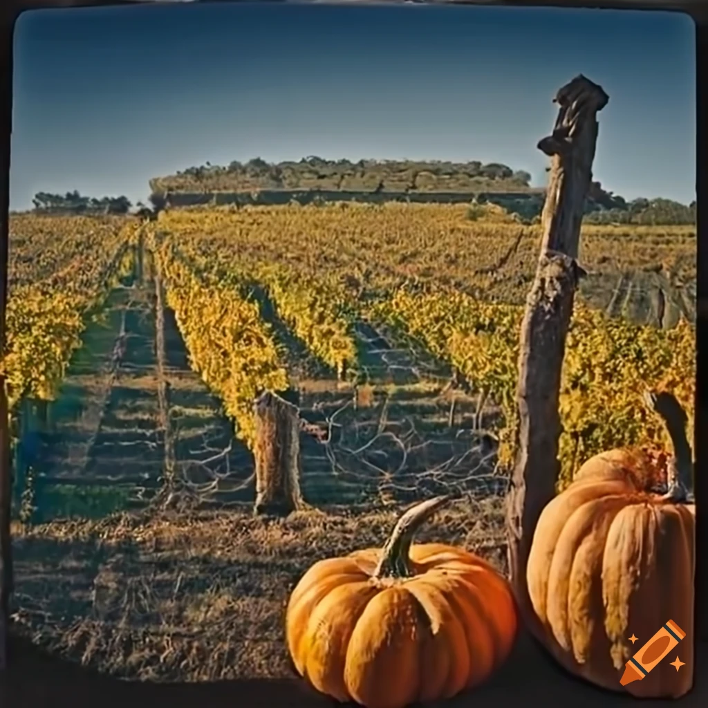 vineyard in South of France with pumpkins