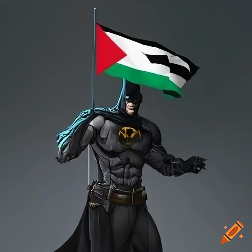 Batman holding Palestine flag