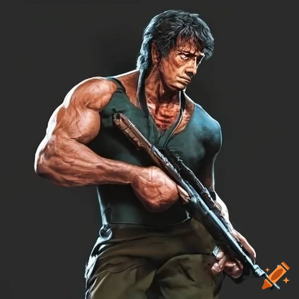 Profile of rambo character on Craiyon