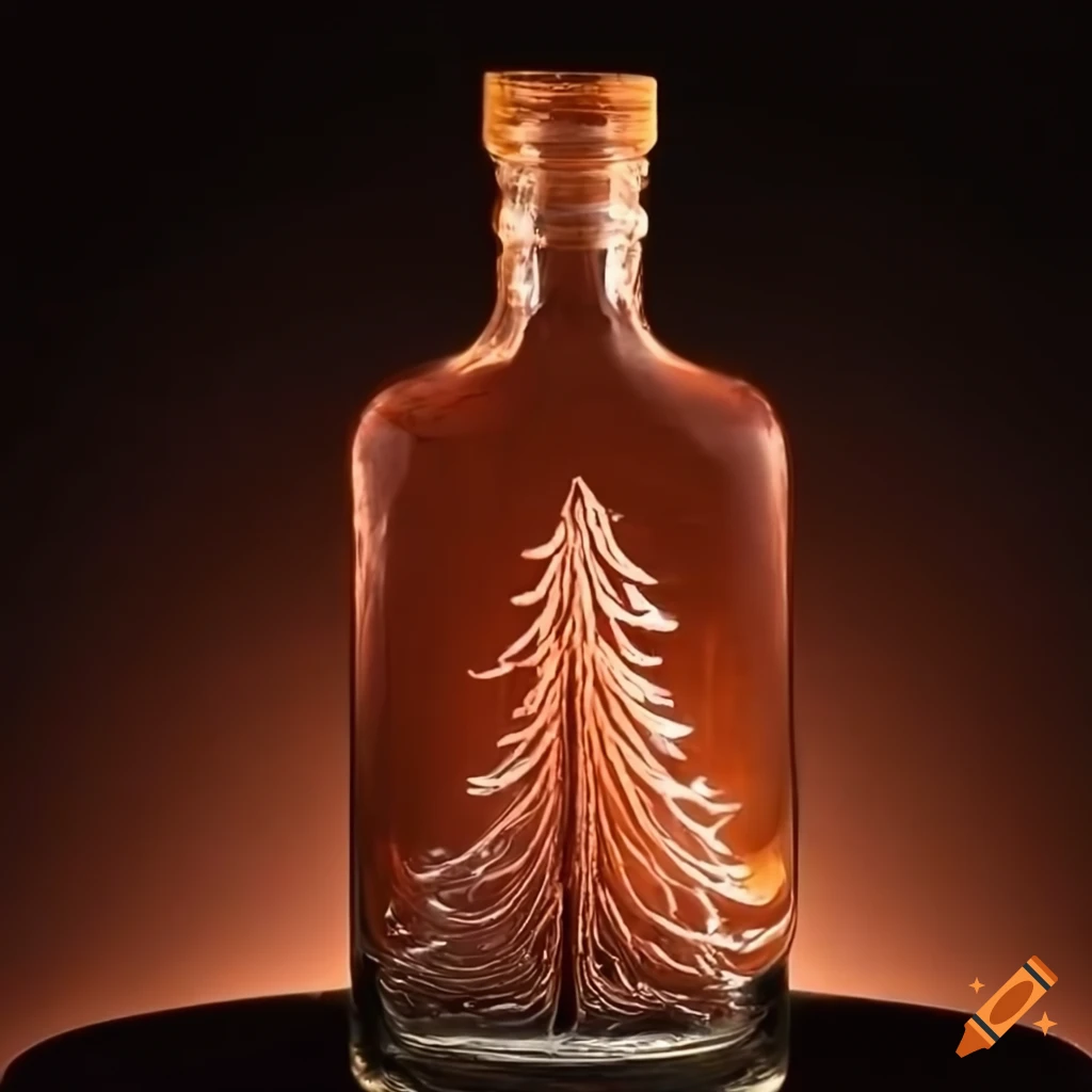 gin bottle with redwood tree design
