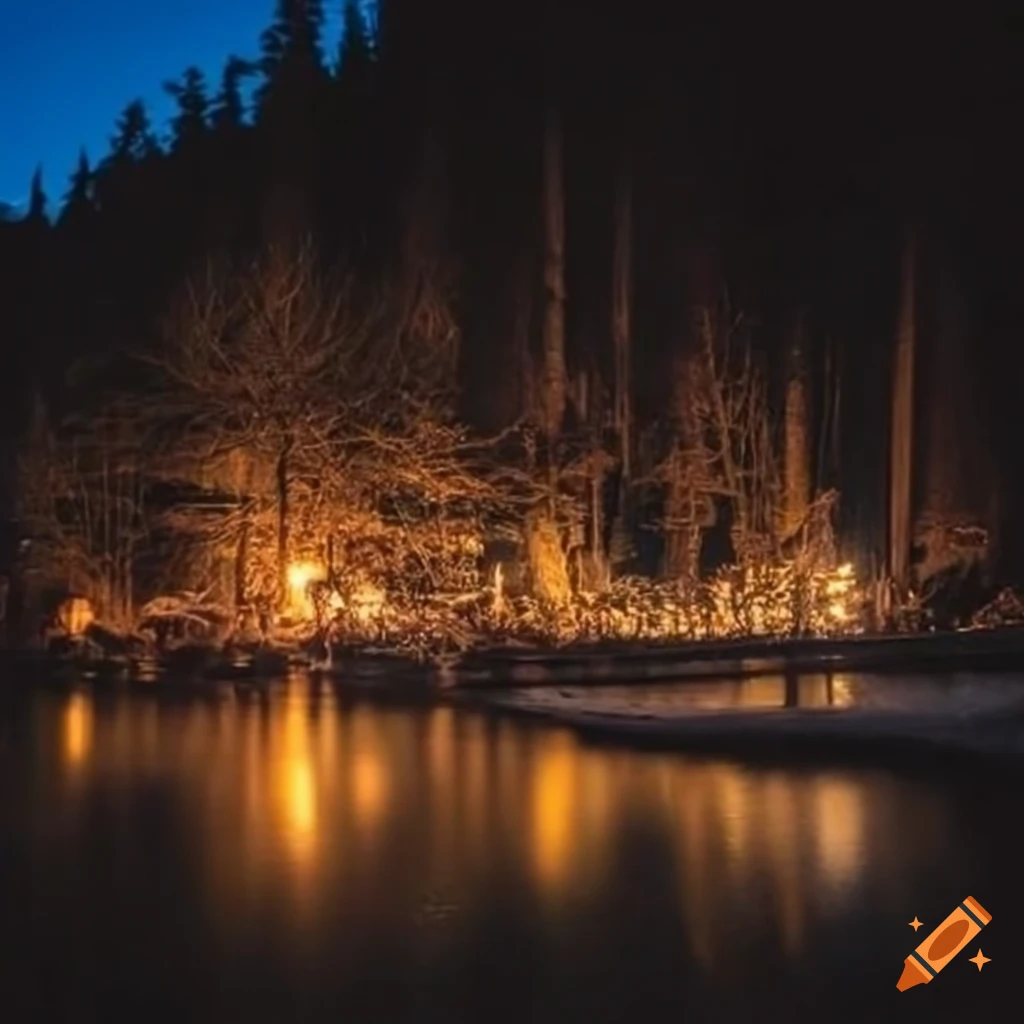 Shifu bar near a lake with bubble tents and beautiful lights