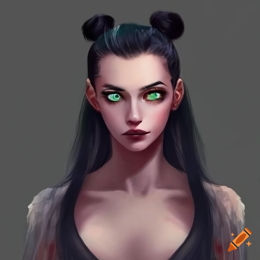 image of a serious woman with emerald green eyes