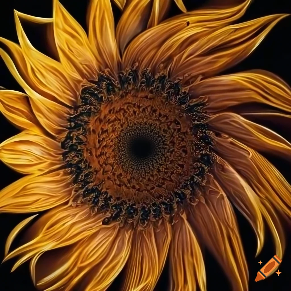 Intricate fractal sunflower on Craiyon