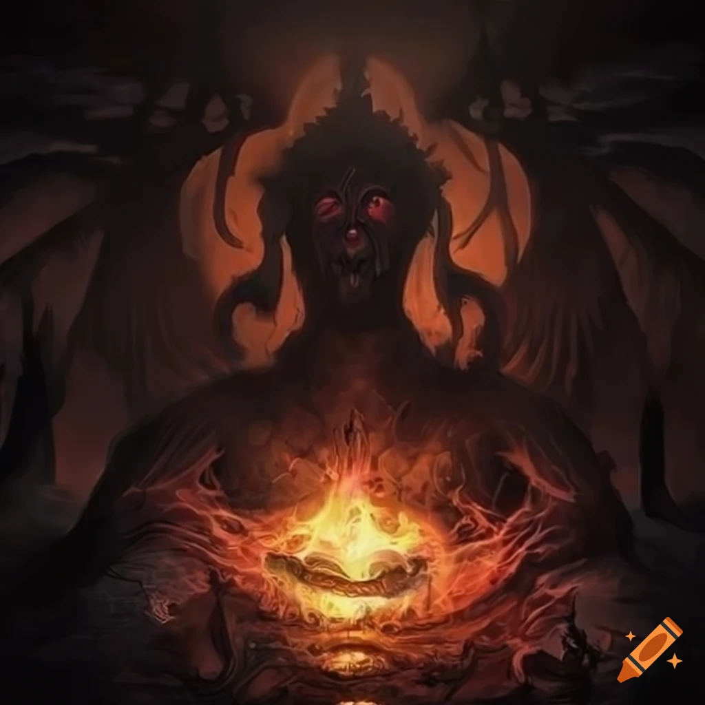 dark fantasy artwork of a mythical legend
