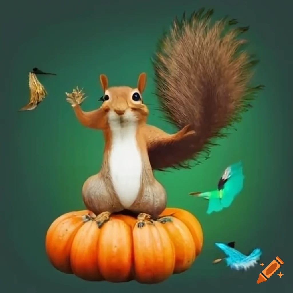 squirrel playing squash with a bird