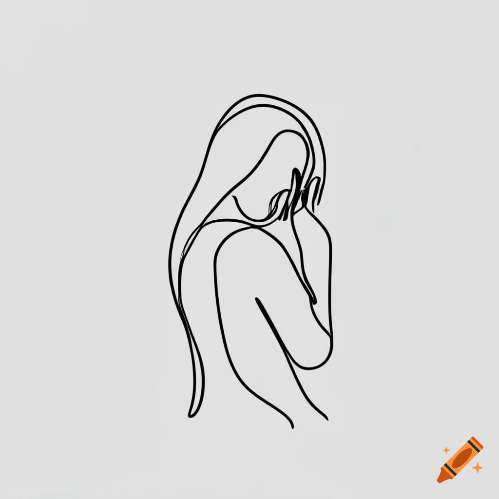 continuous line drawing minimalist logo of a girl