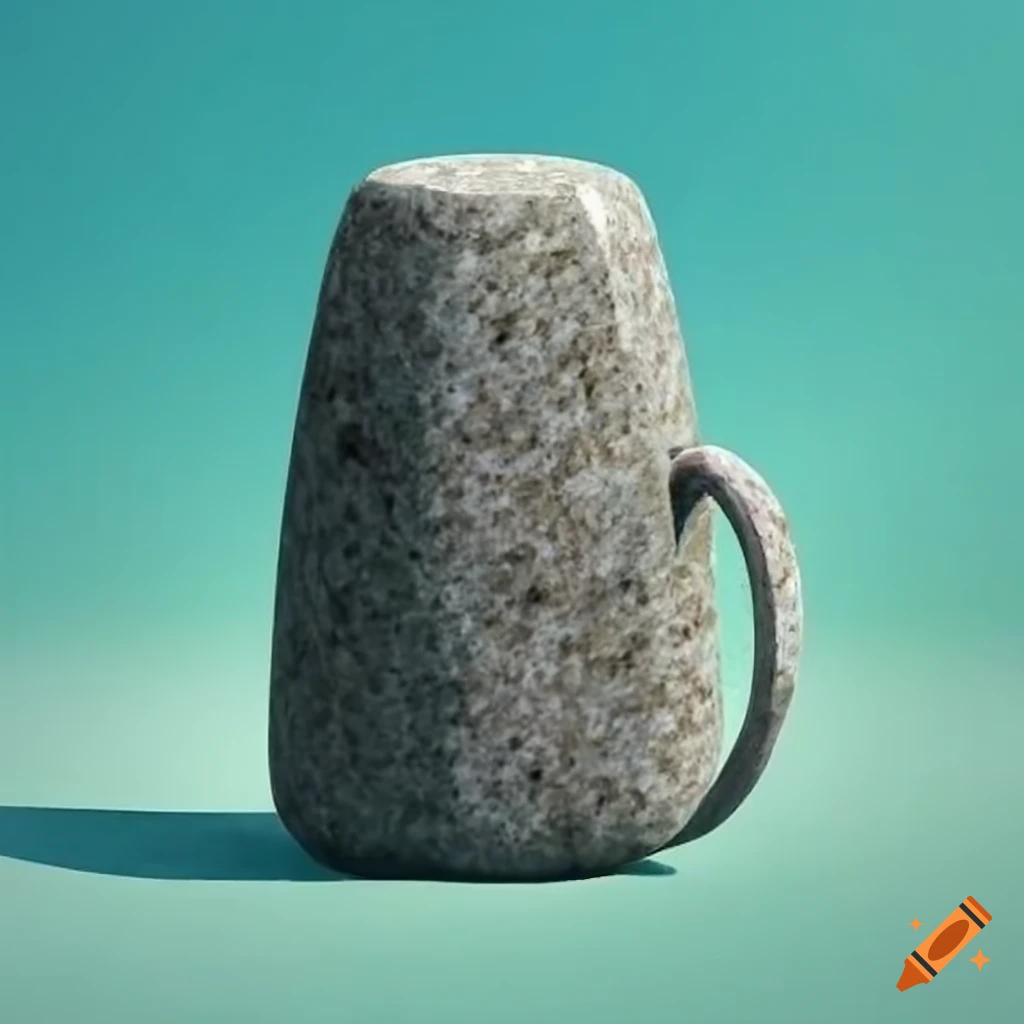 mug shaped like a standing stone filled with hot drink