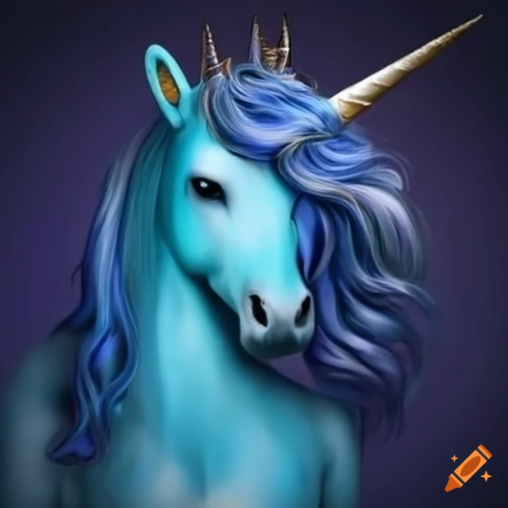Blue unicorn on Craiyon