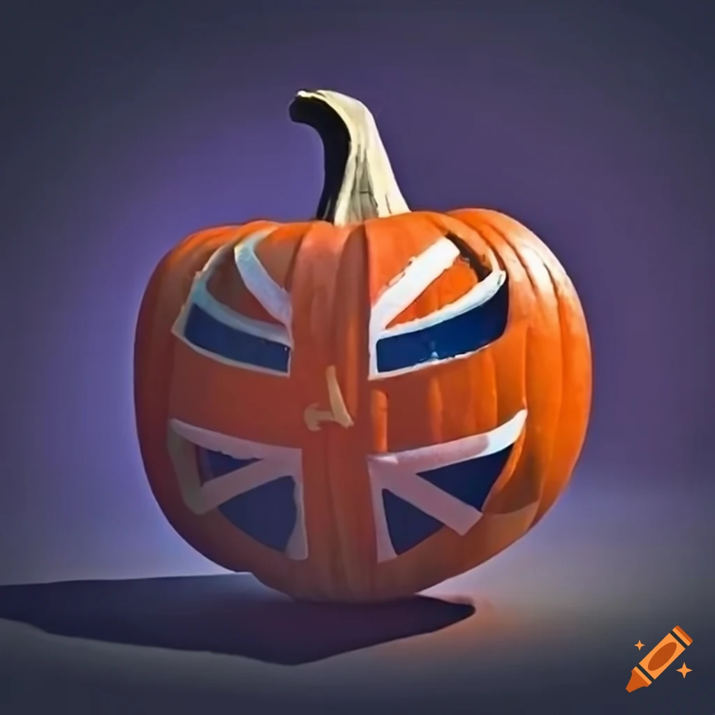 spooky jack-o-lantern with a Union Jack design
