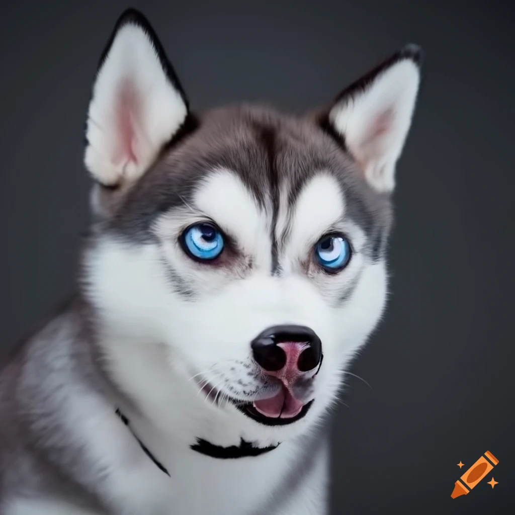 cute anthropomorphic Husky with blue eyes