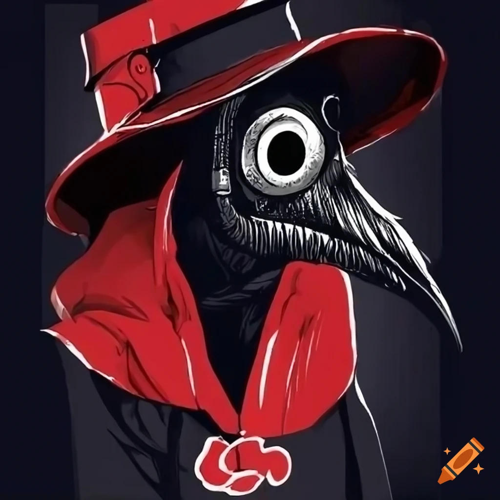 cosplay of a plague doctor with Akatsuki attire