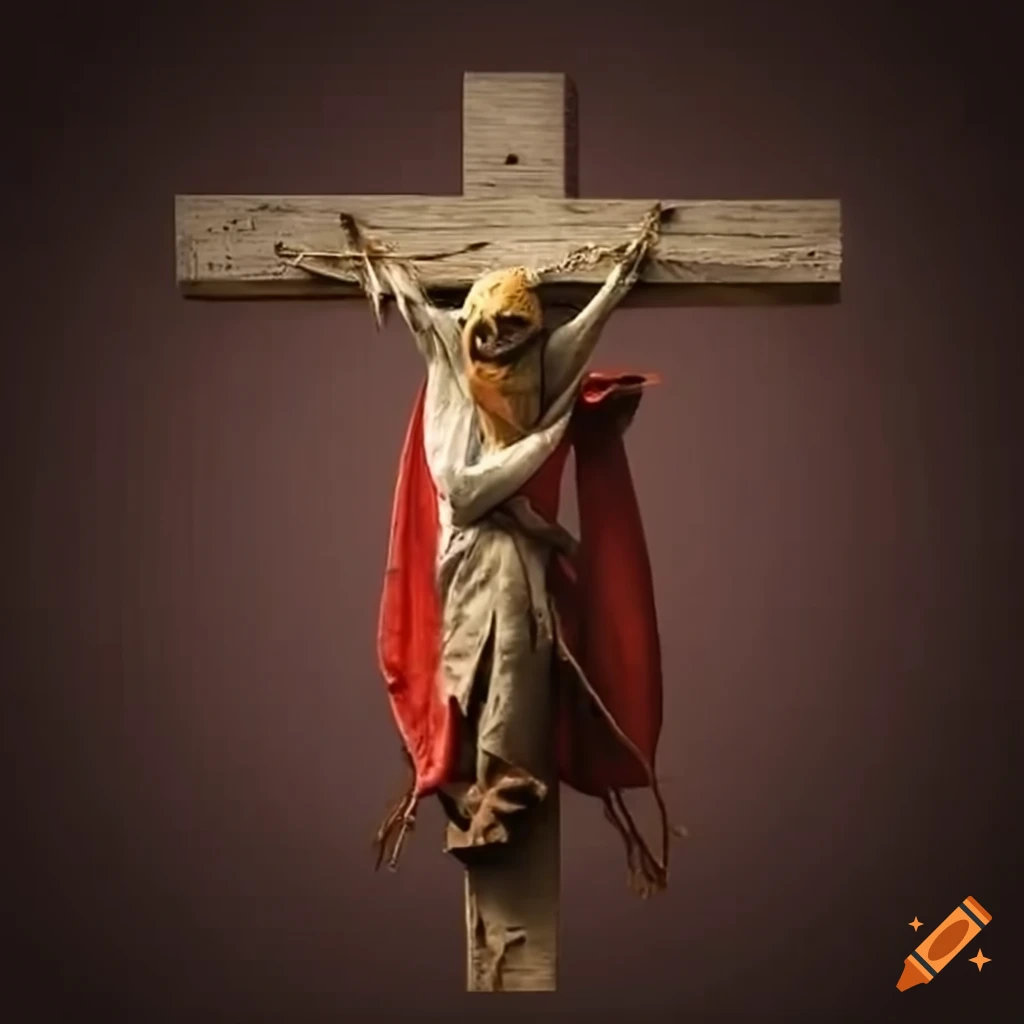 art of a scarecrow on a crucifix