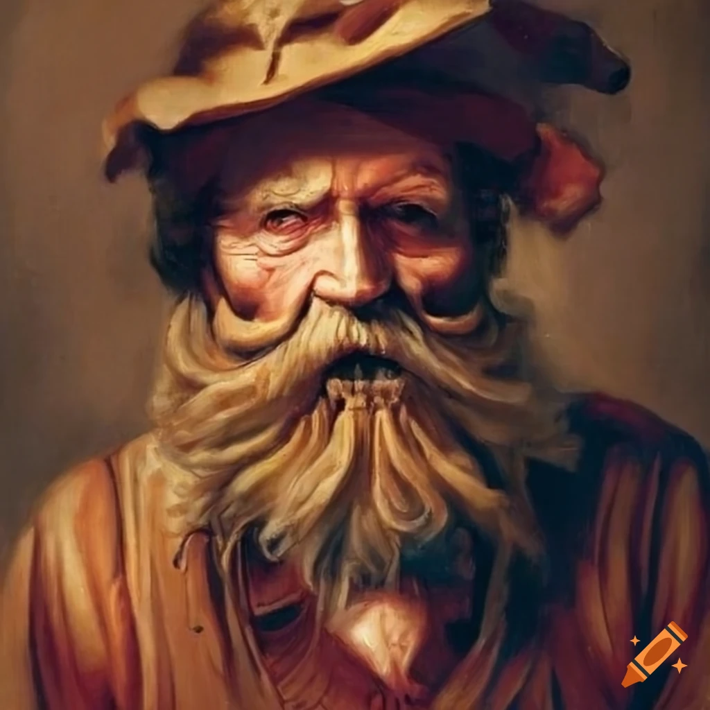 Caravaggio-style portrait of an old man with a beard